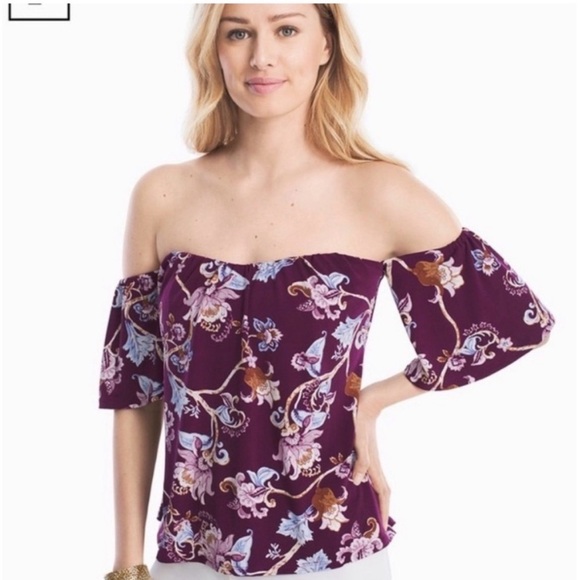 White House Black Market Tops - White House Black Market Petite Off-the-Shoulder Floral Printed Top